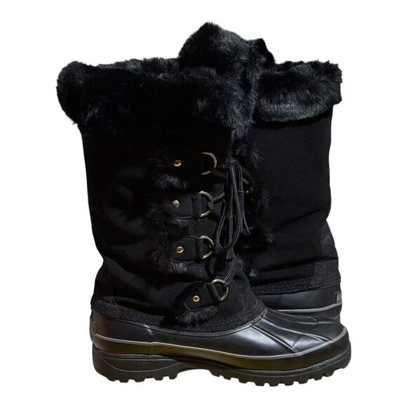 Khombu Winter Snow Boots Women's Size 8 Black Faux Fur Waterproof Cold Weather - Picture 6 of 7